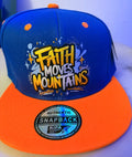 Faith Moves Mountains royal blue and orange custom snapback hat