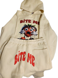 Bite Me Strawberry Graphic Cream Hoodie & Jogger Set