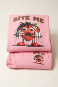 Pink Bite Me strawberry graphic two-piece set on a clean studio background